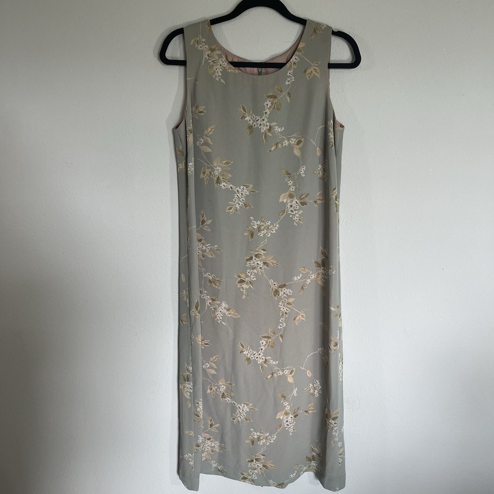 Vtg 90s Women's Size 12P Floral Midi Dress Cottagecore Phoebe Buffay Wedding